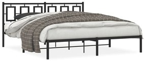 374246 vidaXL Cadru de pat metalic cu tăblie, negru, 183x213 cm
