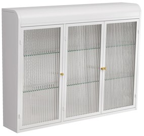 Dulap de Perete cu 3 Uși din Sticlă cu Design Curbat, Alb | Aosom Romania