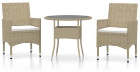 3058480 vidaXL Set mobilier de grădină, 3 piese, bej, poliratan