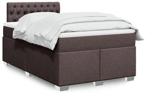 vidaXL Pat box spring cu saltea, maro închis, 120x190 cm, textil