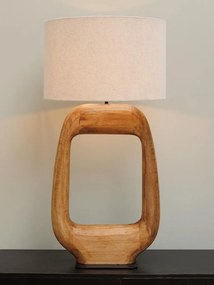 Lampa de masa, din lemn de mango, cu abajur din in si bumbac, Masai
