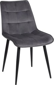 Scaun RON, gri inchis/negru, stofa catifelata/metal, 48x62x87 cm