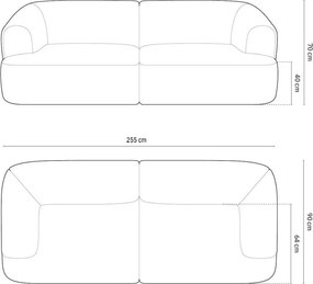 Canapea bej cu tapițerie din catifea 255 cm Campi – Cosmopolitan Design