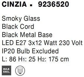Lustra cu 3 pendule design modern CINZIA fumuriu