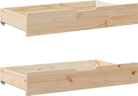 vidaXL Sertare de pat cu roți, 2 buc., 95x55x17 cm, lemn masiv de pin