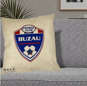 Perna Personalizata FC Buzau Fotbal, 40x40 cm, Crem, Husa Detasabila, Perna Inclusa, BEKZ®