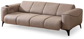 Set canapea extensibila, canapea fixa valentino - bej capuccino(beige capuccino) + fotoliu bej deschis cu forme romboidale pe tapiterie