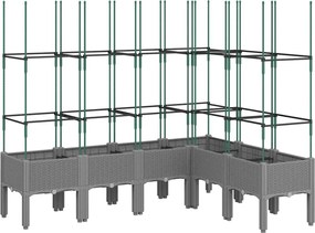 vidaXL Jardinieră de grădină cu spalier gri deschis 160x120x142,5cm PP