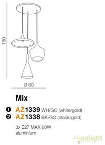 Lustra retro design industrial MIX negru/auriu