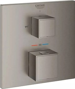 Baterie cada - dus incastrata Grohtherm Cube 2 iesiri antracit periat Hard Graphite fara corp ingropat