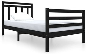 3100648 vidaXL Cadru de pat, 100x200 cm, negru, lemn masiv