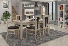 Set de masa extensibila si 6 scaune tapitate, RODOS 59, ADRK Furniture (Culoare: Negru)