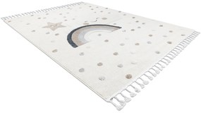 Covor YOYO EY78 alb / bej - Nor, Curcubeu, puncte pentru copii, Franjuri - SECUNDAR-COTATI PRODUSUL