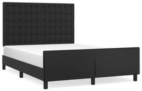 3125573 vidaXL Cadru de pat cu tăblie, negru, 140x200 cm, piele ecologică