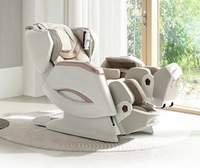ROVO Luxury 4D - Fotoliu de Masaj Premium 4D, Design Space Walking, Brațe de Masaj Extensibile, Senzori Detectare Obstacole, Încălzire Spate și Gambe, Bluetooth, Bej