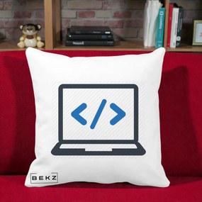 Perna Personalizata Laptop Cod HTML, 40x40 cm, Alba Mata, Husa Detasabila, Perna Inclusa, BEKZ®