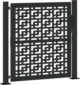 vidaXL Poartă de grădină neagră 100x100 cm, oțel, model cruce