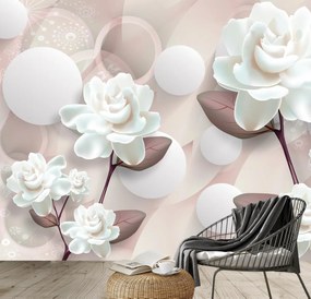 Fototapet - Flori albe 3D (147x102 cm)