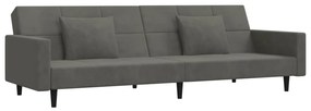 337452 vidaXL Canapea extensibilă cu 2 locuri, 2 perne, gri închis, catifea