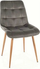 Scaun CHIC D, gri - Bluvel 14, stofa catifelata/metal, 50x58x88 cm