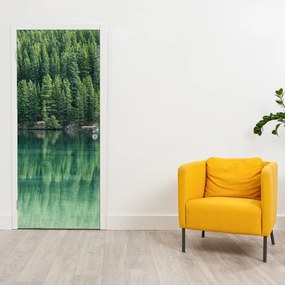 Fototapet pentru ușă - Conifere la malul lacului (95x205cm)