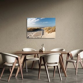 Tablou pe sticlă - Plaja cu nisip de pe insula Langeoog, Germania (70x50 cm)