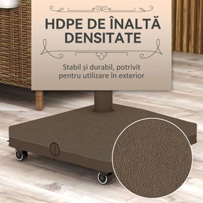 Outsunny Bază pentru Umbrelă cu 4 Roți și Frâne, 45x45x39 cm, Maro | Aosom Romania