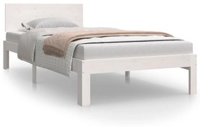 810481 vidaXL Cadru de pat, alb, 90x200 cm, lemn masiv de pin