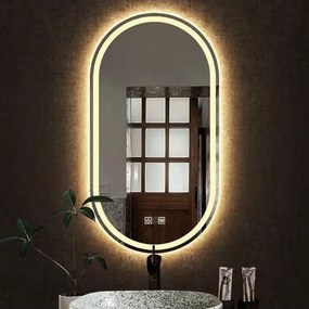 Oglindă Baie LED și Dezaburire Elit's Premium cu Senzor Touch, Lumina Rece, Caldă și Neutră, 50x80cm,
