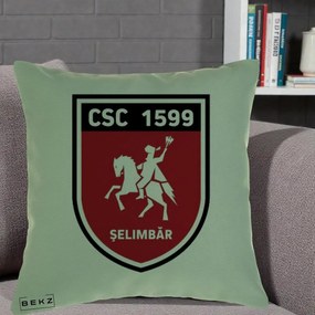 Perna Personalizata CSC 1599 Selimbar Fotbal, 40x40 cm, Verde, Husa Detasabila, Perna Inclusa, BEKZ®