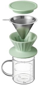 Cana cu filtru de cafea Buydeem CD1024-CG, 300 ml, Sticla borosilicata, Otel inoxidabil, Verde