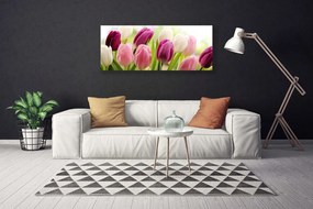 Tablou pe panza canvas Lalele Floral Alb Roșu Roz