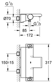 Baterie cada termostatata crom Grohe Grohtherm 2000