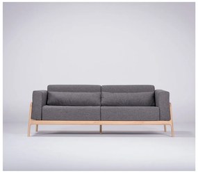 Canapea cu structură din lemn de stejar Gazzda Fawn, 210 cm, gri închis