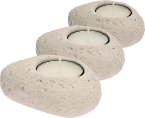 Set suporturi de lumânare din beton Stone maro, 8,5 x 3,5 x 7 cm, 3 buc.