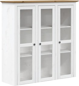 vidaXL Dulap cu uși din sticlă „BODO”, alb & maro, lemn masiv de pin