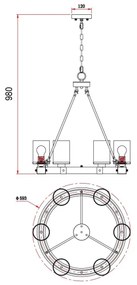 Lustră pe lanț LILA 6xE27/60W/230V Globo 15555-6H
