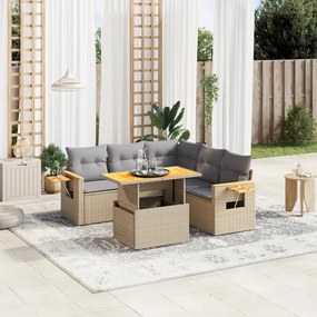 vidaXL Set canapele de grădină cu perne, 6 piese, bej, poliratan
