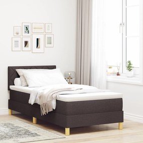 vidaXL Pat cu arcuri maro închis 90x200 cm țesătură