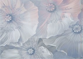 Tablou - Flori albastre pe perete (70x50 cm)