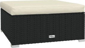 vidaXL Taburet de grădină cu pernă, negru, 70x70x30 cm, poliratan