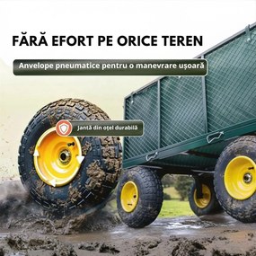 Cărucior de transport HECTOR, max. 550 kg, 110x75x52 cm, verde Gardebruk