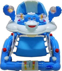 Premergator cu sistem de balansare Baby Care™ ,roti din silicon, cu melodii, Ratusca, Pliabil, Albastru