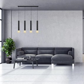 Lustră pe cablu TUBA 4xE27/15W/230V neagră