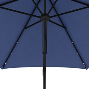 Outsunny Umbrelă de grădină, Umbrelă cu braț, LED-uri, Modul solar, rezistent la intemperii, inclusiv husă de protecție, Ø290 x 260 cm, Albastru închis | Aosom Romania