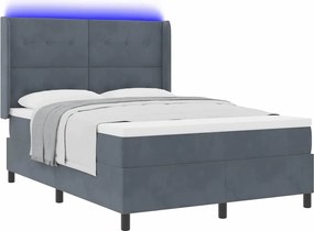 vidaXL Pat cu arcuri cu headboard Gri închis 140 x 190 cm Catifea
