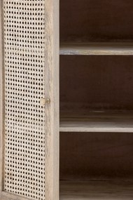 Dulap din lemn de mango natural, cu uși din rattan împletit și mânere aurii, „Paulo", 75 x 30 x 105 cm