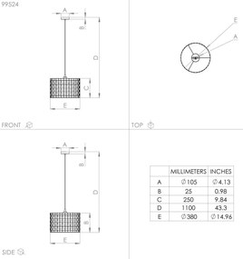 Lustră pe cablu MARASALES 1xE27/40W/230V d. 38 cm Eglo 99524