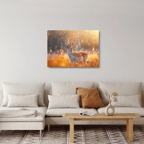 Tablou pe sticlă - Cerb în câmp (70x50 cm)