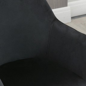 HOMCOM Scaune de Masă, Set de 2, Design Modern, Design de Catifea, Lemn de Cauțiuc, 54x57x80 cm, Negru | Aosom Romania